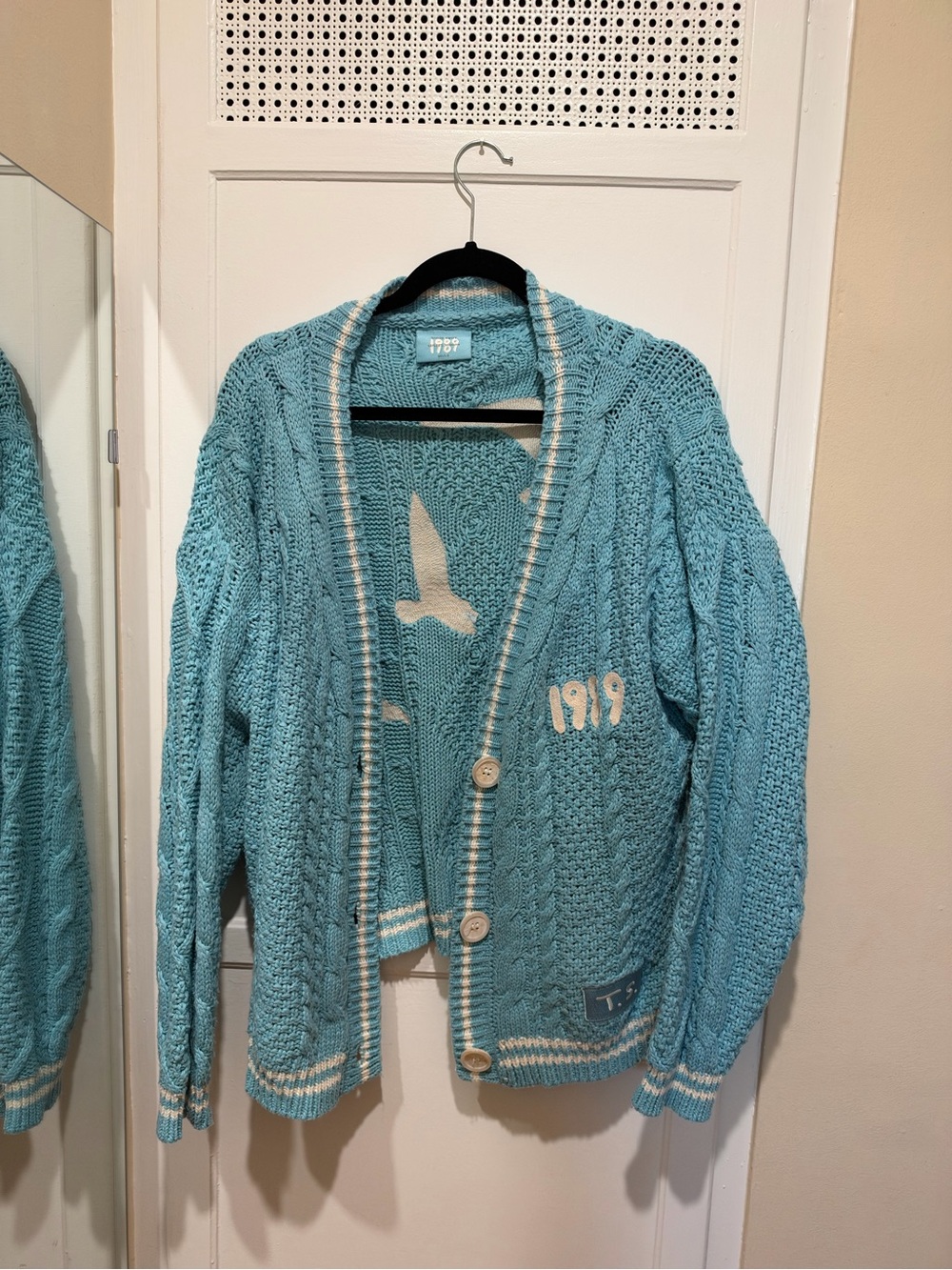 Taylor Swift 1989 Taylor's Version Seagull Cardigan Blue Cable Knit Sz M/L